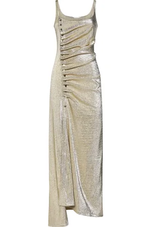Paco rabanne Femme, Robes, Jaune, Taille: 36 FR Robe Asymétrique Lurex Dorée