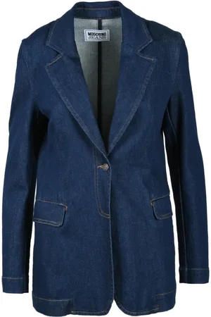 Moschino Femme, Vestes, Bleu, Taille: 42 FR Veste blazer en denim avec fermeture boutonnée
