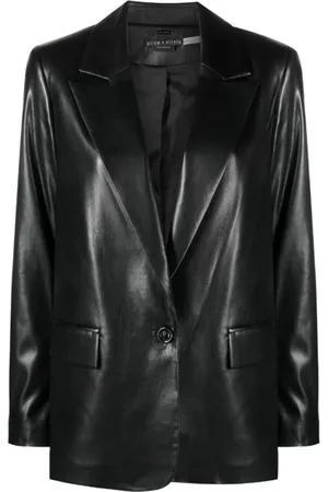 ALICE+OLIVIA Femme, Vestes, Noir, Taille: 40 FR Veste en cuir vegan noir style classique