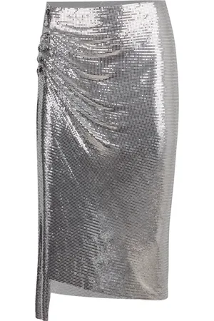 Paco rabanne Femme, Jupes, Gris, Taille: 38 FR Jupe Drapée Asymétrique avec Détails en Laiton