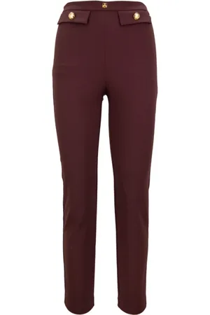Elisabetta Franchi Femme, Pantalons, Rouge, Taille: 38 FR Bouton doré pantalon femme