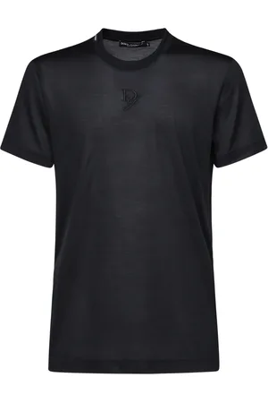 Dolce & Gabbana Homme, Tops, Bleu, Taille: M T-shirt en Jersey de Coton Bleu avec Logo