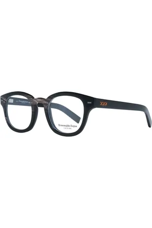 Ermenegildo Zegna Homme, Accessoires, Brun, Taille: ONE Size Montures Optiques Carrées en Corne Marron