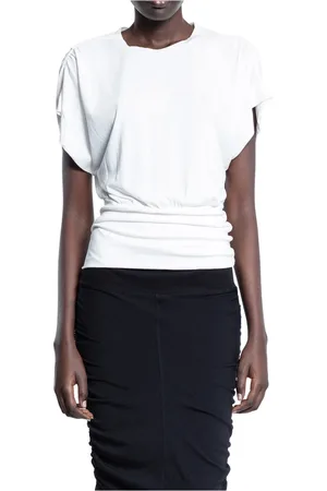 THOM KROM Femme, Tops, Blanc, Taille: 36 FR Haut en Jersey de Coton Blanc Col Rond