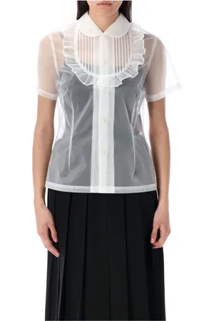 Comme des Garçons Femme, Blouses et Chemises, Blanc, Taille: 40 FR Chemise en tulle blanche avec col Peter Pan