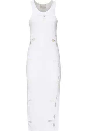 COPERNI Femme, Robes, Blanc, Taille: 36 FR Robe Blanche Brodée de Fleurs