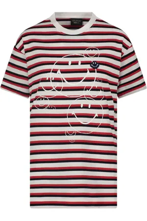 JOSHUA SANDERS Unisex, Tops, Rouge, Taille: L Smile Print Crew Neck T-shirt
