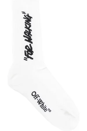 OFF-WHITE Homme, Sous-vêtements, Blanc, Taille: M Citation Chaussettes Mi-Mollet Noires