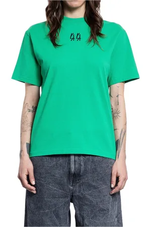 44 Label Group Femme, Tops, Vert, Taille: 40 FR Tee-shirt en Coton Vert avec 44 Impressions