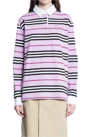 Burberry Femme, Tops, Multicolore, Taille: 40 FR Chemise en Jersey de Coton à Rayures Roses