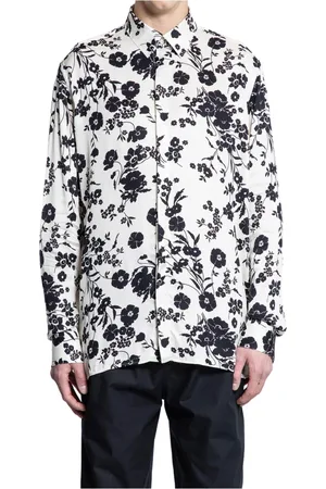 LANEUS Homme, Chemises, Blanc, Taille: 2XL Chemise Chambray à Fleurs