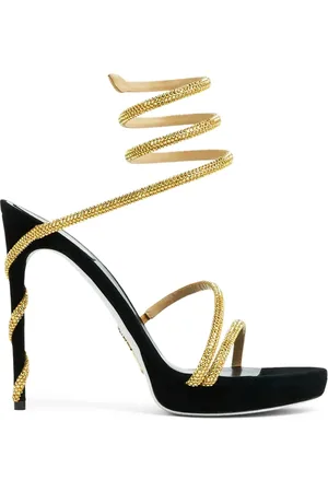 RENE CAOVILLA Femme, Chaussures, Noir, Taille: 39 1/2 EU Sandales Dorées à Lanières