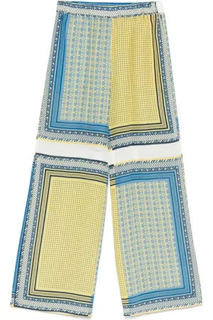 ANTONELLI Femme, Pantalons, Multicolore, Taille: 40 FR Pantalon Jaune Imprimé Graphique