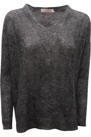 D.EXTERIOR Femme, Pulls, Gris, Taille: 42 FR Pull en mélange de laine à col en V anthracite