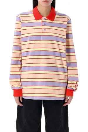 J.W.Anderson Femme, Tops, Multicolore, Taille: 42 FR Polo Rayé avec Bordure Contrastée