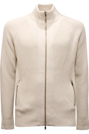 Daniele Fiesoli Homme, Pulls, Blanc, Taille: M Pull en laine à fermeture éclair