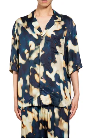 LANEUS Homme, Chemises, Multicolore, Taille: S Chemise en satin tie dye Unisexe