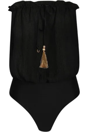 HANNE BLOCH Femme, Maillots de bain, Noir, Taille: 40 FR Maillot de Bain en Soie Bandeau Carré Noir