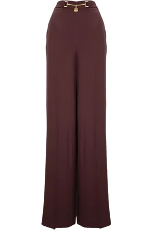 Elisabetta Franchi Femme, Pantalons, Rouge, Taille: 42 FR Détail Or Fermeture Éclair Crochet Pantalon