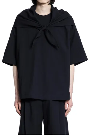 STUDIO NICHOLSON Homme, Tops, Noir, Taille: M T-shirt Écharpe avec Cravate Amovible