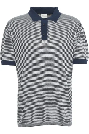 Closed Homme, Tops, Bleu, Taille: L Polo à Rayures Bleues Tricotées