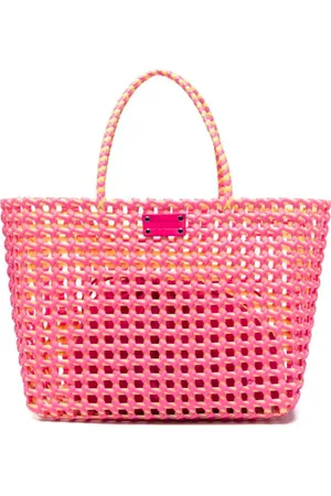 Msgm Femme, Sacs, Rose, Taille: ONE Size Sac Rose à Motif Tissé avec Logo