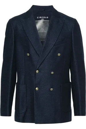 Circolo Homme, Vestes, Bleu, Taille: L Blazer Bleu en Mélange Coton-Lin
