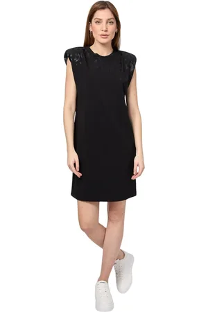 Emporio Armani Femme, Robes, Noir, Taille: 36 FR Robe Courte Noire avec Finition Métallique