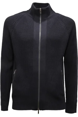 Daniele Fiesoli Homme, Pulls, Bleu, Taille: M Gilet en Laine à Fermeture Éclair