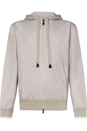 BRIONI Homme, Sweatshirts et sweats à capuche, , Taille: M Sweat à Capuche Zippé Sable Chiné