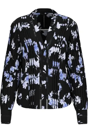 Guess Femme, Blouses et Chemises, Noir, Taille: 36 FR Chemisier Noir Élégant Col en V