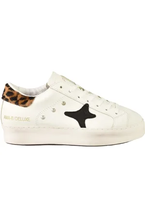 Ama Brand Femme, Chaussures, Blanc, Taille: 40 EU Baskets en Cuir avec Semelle en Caoutchouc