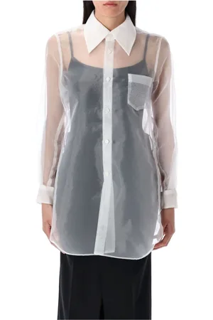 Comme des Garçons Femme, Blouses et Chemises, Blanc, Taille: 38 FR Chemise Organza Blanche Col Pointu