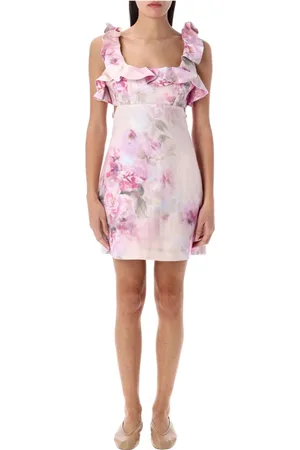ZIMMERMANN Femme, Robes, Rose, Taille: 38 FR Mini-robe à volants Floral Crush