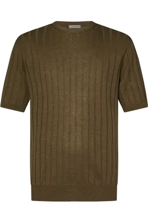 Boglioli Homme, Tops, Vert, Taille: M Pull Col Rond en Lin et Coton Vert