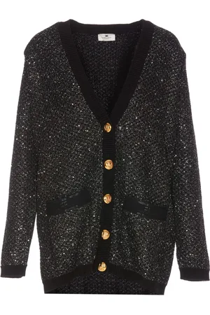 Elisabetta Franchi Femme, Pulls, Noir, Taille: 42 FR Pulls Noirs Tricot Maille
