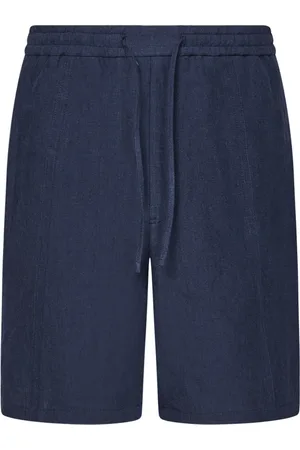 Emporio Armani Homme, Shorts, Bleu, Taille: 2XL Shorts en Lin Bleu à Cordon de Serrage pour Homme