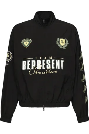 Represent Homme, Vestes, Noir, Taille: XL Veste en Nylon Noir à Col Montant