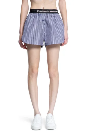 Palm Angels Femme, Shorts, Bleu, Taille: 40 FR Shorts à Rayures avec Logo en Bleu Marine