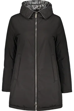 MOORER Femme, Manteaux, Noir, Taille: 38 FR Veste Réversible Imperméable à Capuche en Duvet