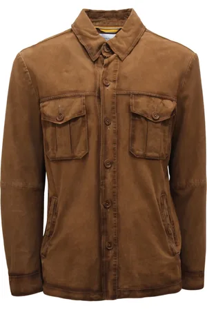 BULLY Homme, Vestes, Brun, Taille: M Veste en Daim à Effet Vintage
