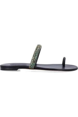 Casadei Femme, Chaussures, Noir, Taille: 38 EU Sandales Noires Plates Fermées avec Strass