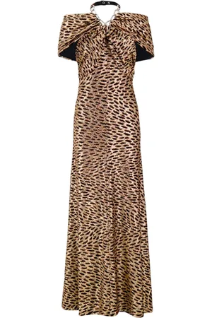 Paco rabanne Femme, Robes, Multicolore, Taille: 40 FR Robe Longue Imprimé Animal Détail Chaîne