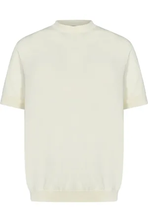LOW BRAND Homme, Tops, , Taille: S T-shirt col rond blanc avec intarsia