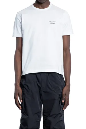 Comme des Garçons Homme, Tops, Blanc, Taille: M T-shirt en Jersey de Coton Blanc Brodé