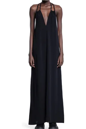 THOM KROM Femme, Robes, Noir, Taille: 42 FR Robe Noire en Jersey de Viscose à Col en V Profond
