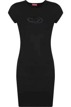 Diesel Femme, Robes, Noir, Taille: 40 FR Robe Noire Élégante Manches Courtes