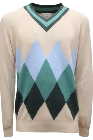 BALLANTYNE Homme, Pulls, Multicolore, Taille: L Pull col V en coton, Made in Italy
