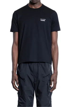 Comme des Garçons Homme, Tops, Noir, Taille: L Tee-shirt en Jersey de Coton Noir Brodé