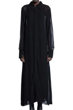 THOM KROM Femme, Robes, Noir, Taille: 36 FR Robe noire transparente avec col et boutons